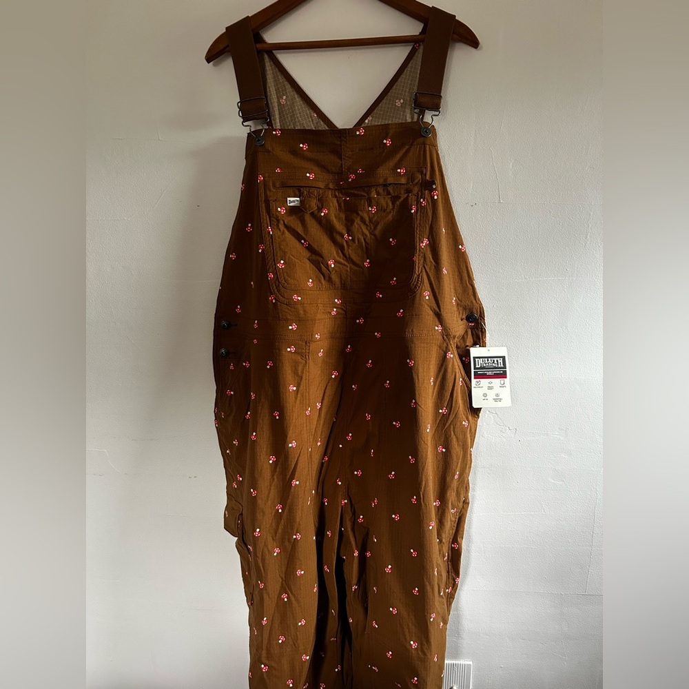 Women's Mushroom Print Heirloom Gardening Bib Overalls Duluth Trading XXL S